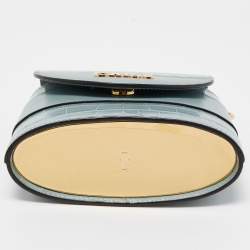 Pre Owned Chloe Pale Blue Croc Embossed Leather Aby Lock Crossbody Bag