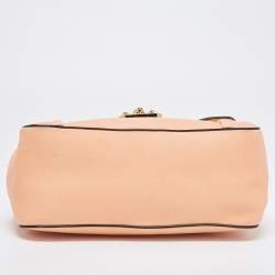 Pre Owned Chloe Peach Leather Medium Elsie Chain Flap Shoulder Bag