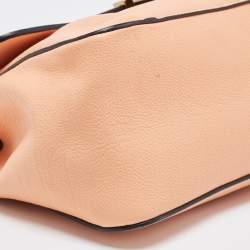 Pre Owned Chloe Peach Leather Medium Elsie Chain Flap Shoulder Bag
