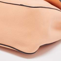 Pre Owned Chloe Peach Leather Medium Elsie Chain Flap Shoulder Bag