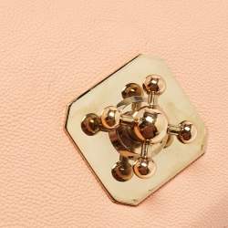 Pre Owned Chloe Peach Leather Medium Elsie Chain Flap Shoulder Bag