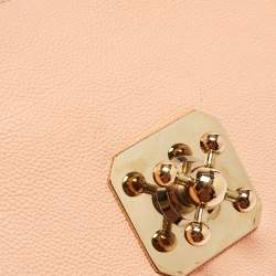 Pre Owned Chloe Peach Leather Medium Elsie Chain Flap Shoulder Bag