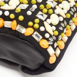 Chloe Black Canvas and Leather Embellished Ring Handle Hobo