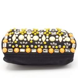 Chloe Black Canvas and Leather Embellished Ring Handle Hobo