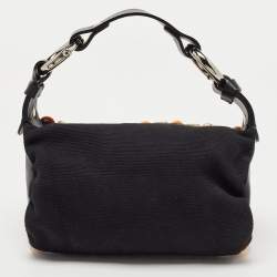 Chloe Black Canvas and Leather Embellished Ring Handle Hobo