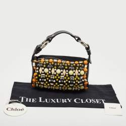 Chloe Black Canvas and Leather Embellished Ring Handle Hobo