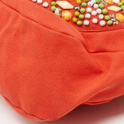 Pre Owned Chloe Orange Canvas and Leather Embellished Ring Handle Bag