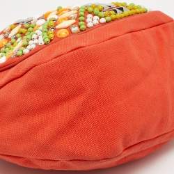 Pre Owned Chloe Orange Canvas and Leather Embellished Ring Handle Bag