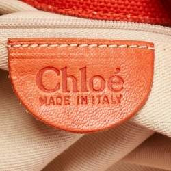 Pre Owned Chloe Orange Canvas and Leather Embellished Ring Handle Bag