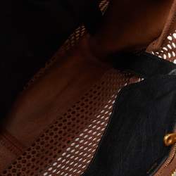 Pre Owned Chloe Brown Perforated Leather Large Marcie Satchel