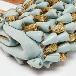 Pre Owned Chloe Blue Fabric Beaded Shoulder Bag