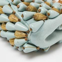 Pre Owned Chloe Blue Fabric Beaded Shoulder Bag