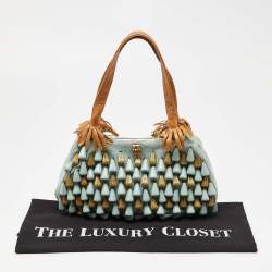 Pre Owned Chloe Blue Fabric Beaded Shoulder Bag