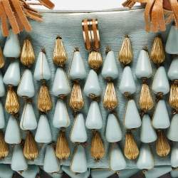 Pre Owned Chloe Blue Fabric Beaded Shoulder Bag