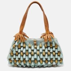 Pre Owned Chloe Blue Fabric Beaded Shoulder Bag