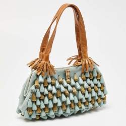 Pre Owned Chloe Blue Fabric Beaded Shoulder Bag