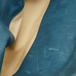 Pre Owned Chloe Two Tone Blue Python and Leather Silverado Satchel