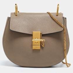 مملوكة مسبقًا حقيبة كتف كلوي درو جلد بيج/مستردة متوسطة