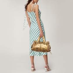 Pre Owned Chloe Metallic Gold Leather Silverado Satchel