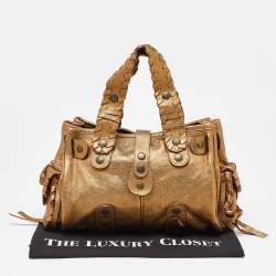 Pre Owned Chloe Metallic Gold Leather Silverado Satchel