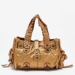 Pre Owned Chloe Metallic Gold Leather Silverado Satchel