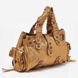 Pre Owned Chloe Metallic Gold Leather Silverado Satchel