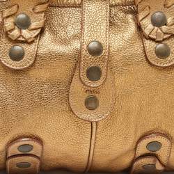 Pre Owned Chloe Metallic Gold Leather Silverado Satchel