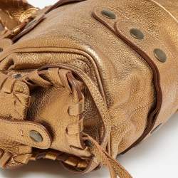 Pre Owned Chloe Metallic Gold Leather Silverado Satchel