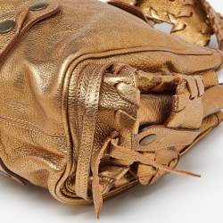 Pre Owned Chloe Metallic Gold Leather Silverado Satchel