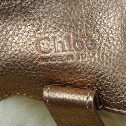 Pre Owned Chloe Metallic Gold Leather Silverado Satchel