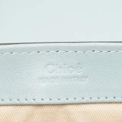 Pre Owned Chloe Light Blue Croc Embossed Leather Mini C Top Handle Bag