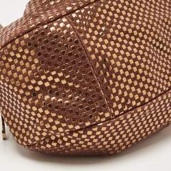 Pre Owned Chloe Brown/Gold Suede and Foil Satchel