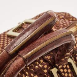 Pre Owned Chloe Brown/Gold Suede and Foil Satchel