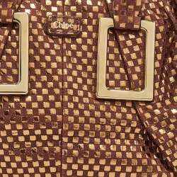 Pre Owned Chloe Brown/Gold Suede and Foil Satchel