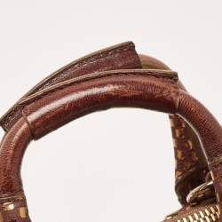 Pre Owned Chloe Brown/Gold Suede and Foil Satchel