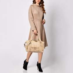 Pre Owned Chloe Beige Leather Paddington Front Pocket Satchel