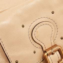 Pre Owned Chloe Beige Leather Paddington Front Pocket Satchel