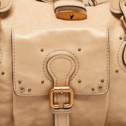 Pre Owned Chloe Beige Leather Paddington Front Pocket Satchel