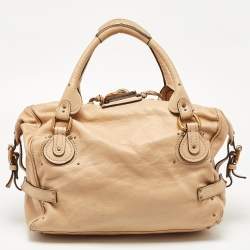 Pre Owned Chloe Beige Leather Paddington Front Pocket Satchel