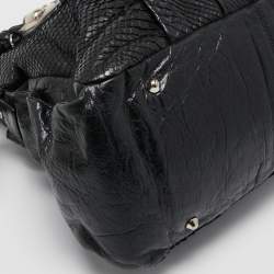 Pre Owned Chloe Black Leather and Python Heloise Large Satchel