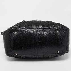 Pre Owned Chloe Black Leather and Python Heloise Large Satchel