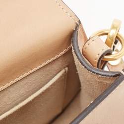 Pre Owned Chloe Beige Leather and Suede Small Nile Bracelet Crossbody Bag