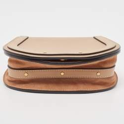 Pre Owned Chloe Beige Leather and Suede Small Nile Bracelet Crossbody Bag