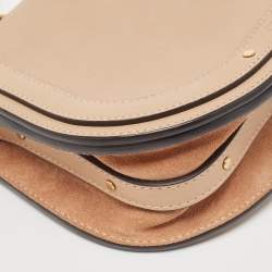 Pre Owned Chloe Beige Leather and Suede Small Nile Bracelet Crossbody Bag