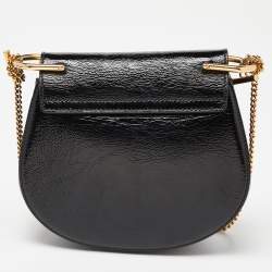 Pre Owned Chloe Black Patent Leather Small Drew Chain Crossbody Bag