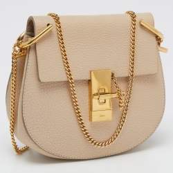 Pre Owned Chloe Cream Leather Small Drew Chain Crossbody Bag