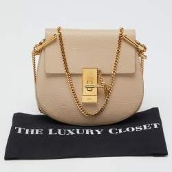Pre Owned Chloe Cream Leather Small Drew Chain Crossbody Bag