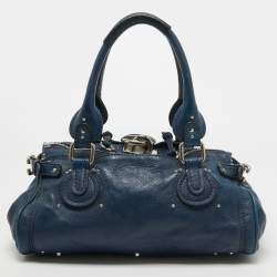 Pre Owned Chloe Blue Leather Medium Paddington Satchel