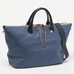 Pre Owned Chloe Two Tone Blue Leather Large Baylee Tote