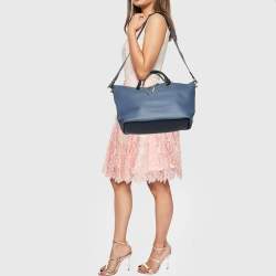 Pre Owned Chloe Two Tone Blue Leather Large Baylee Tote